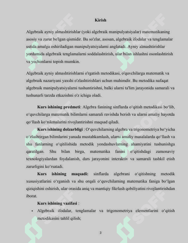 ALGEBRAIK AYNIY ALMASHTIRISHLAR  HAQIDA UMUMIY MA'LUMOT 3