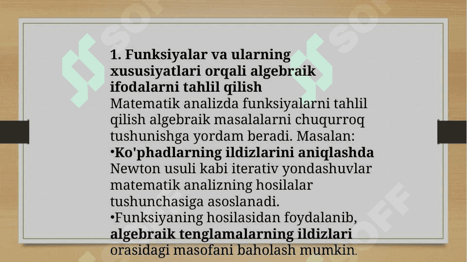 Matematik analizning algebraning ba’zi masalalarga tadbiqi 2