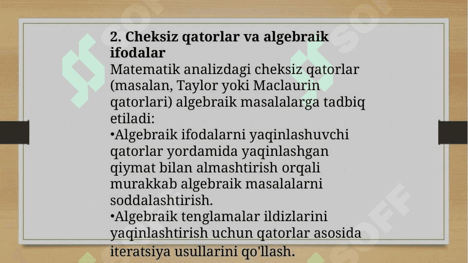 Matematik analizning algebraning ba’zi masalalarga tadbiqi 3