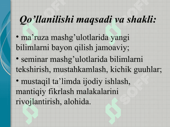 O’quv jarayoniga innovatsion ta’lim texnologiyalarini joriy etish 5