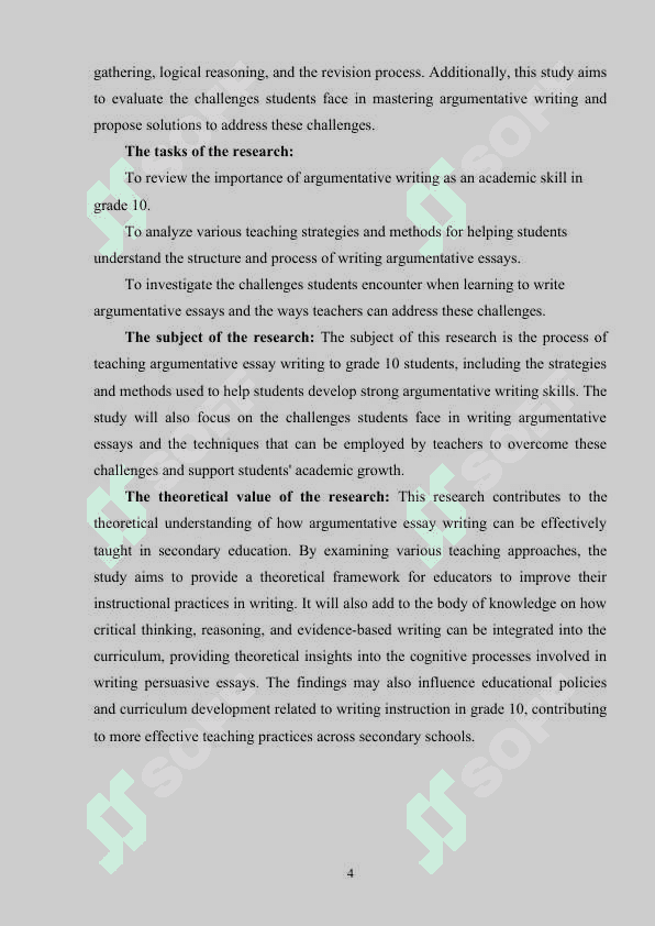 TEACHING ARGUMENTATIVE ESSAY WRITING IN GRADE 10 4