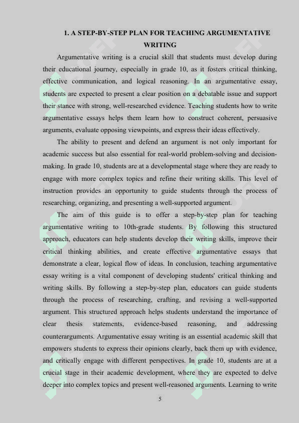 TEACHING ARGUMENTATIVE ESSAY WRITING IN GRADE 10 5