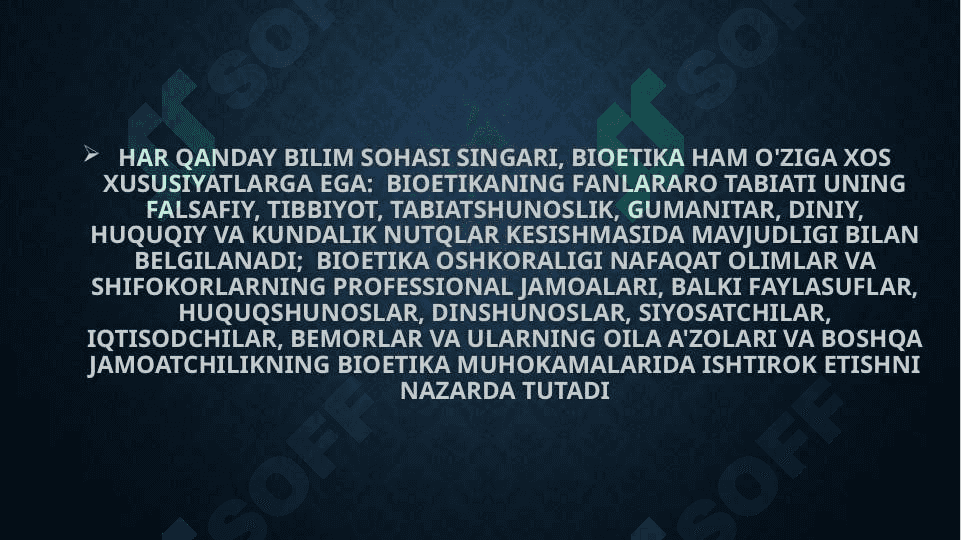Bioetika tushunchasi. Uning vujudga kelishiga olib kelgan holatlar. Universal etika 4
