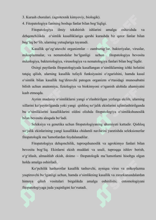 UMUMIY FITOPOTOLOGIYA VA MIKROBIOLOGIYA FANINING RIVOJLANISH TARIXI, MAQSAD VA VAZIFALARI. 5
