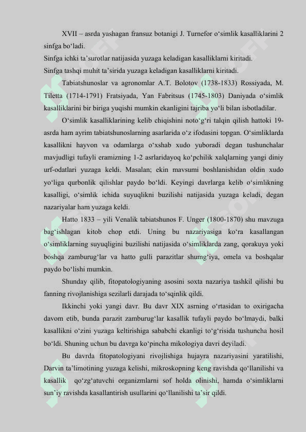 UMUMIY FITOPOTOLOGIYA VA MIKROBIOLOGIYA FANINING RIVOJLANISH TARIXI, MAQSAD VA VAZIFALARI. 7