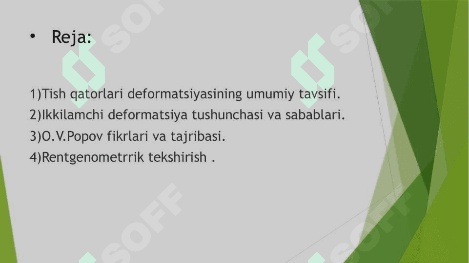 Tish qatorlarining ikkilamchi   deformatsiyasi 2