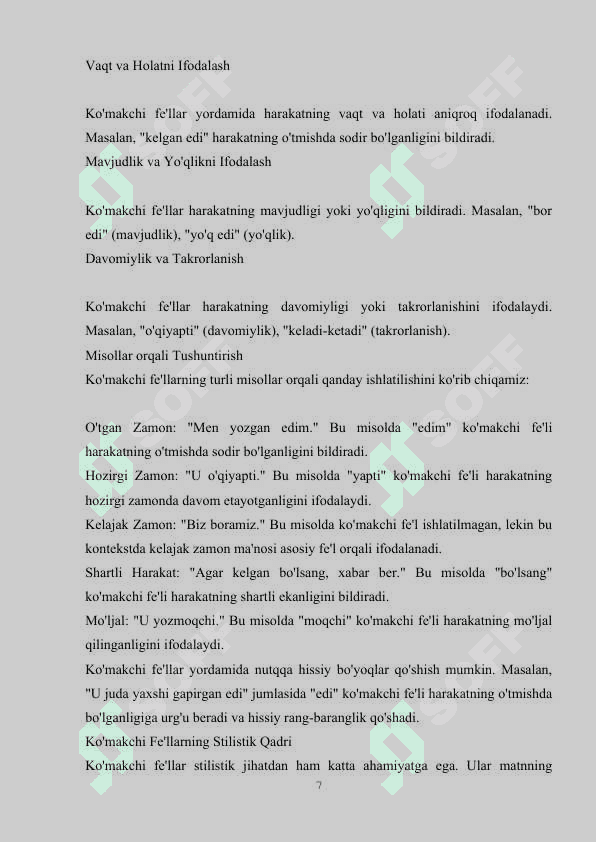 KO’MAKCHI FE’LLARNING MORFOLOGIK BELGI-XUSUSIYATLARI (PIRMAT SHERMUHAMMEDOV “XORAZM MALIKASI AMIR TEMURNING KELINI ” ROMANI MISOLIDA) 7