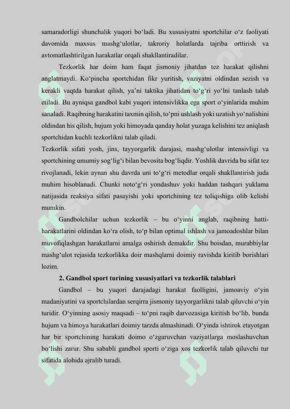 Gandbolchilarda tezkorlik sifatlarini tarbiyalash 4