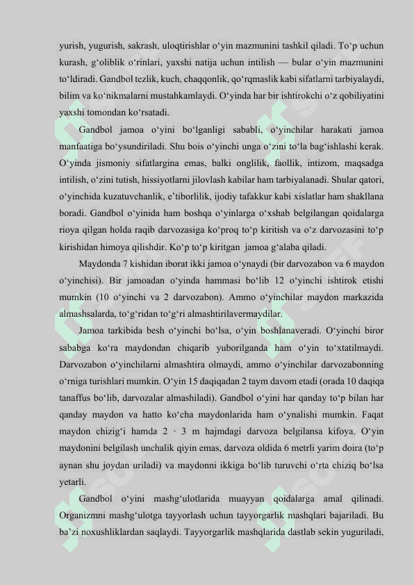 Gandbolchilarda tezkorlik sifatlarini tarbiyalash 6