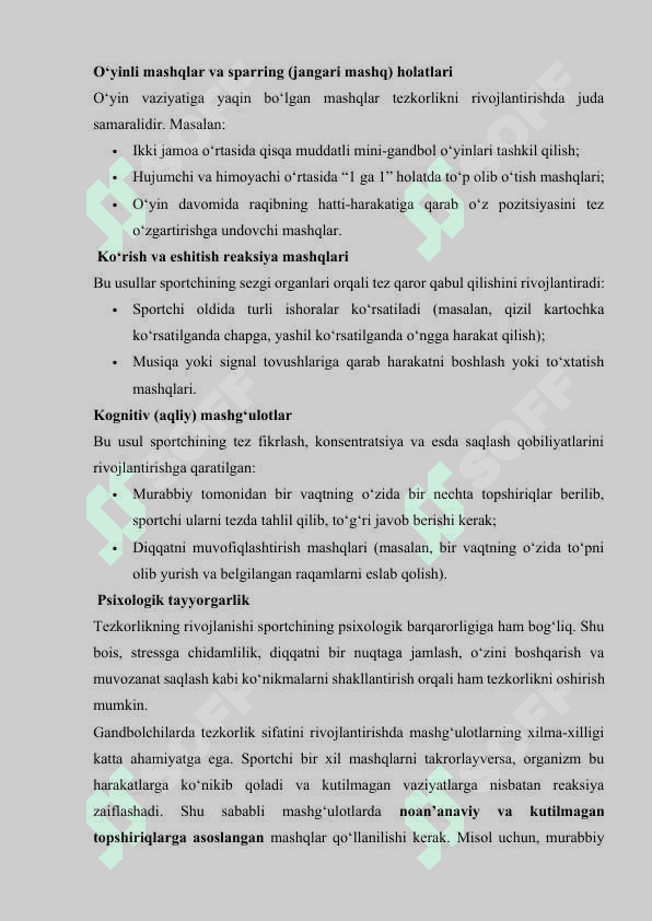 Gandbolchilarda tezkorlik sifatlarini tarbiyalash 8