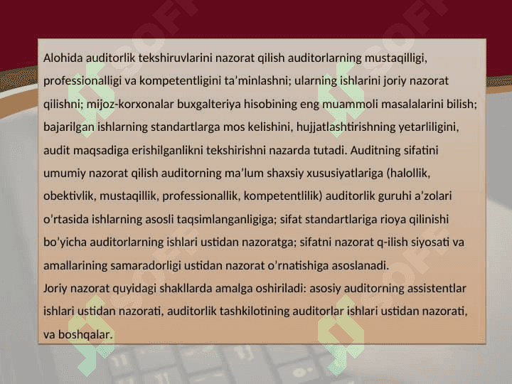 Auditor ishi sifatini nazorat qilish 3