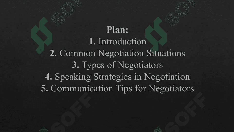Speaking in Negotiating: Situations and Negotiators 2