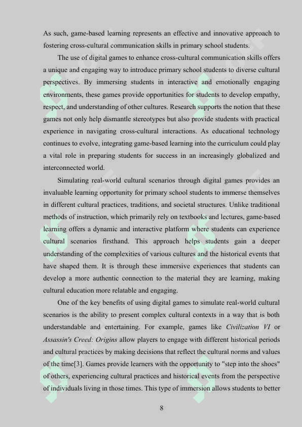 The role of game-based technologies in developing socio-cultural competence in primary school students 8