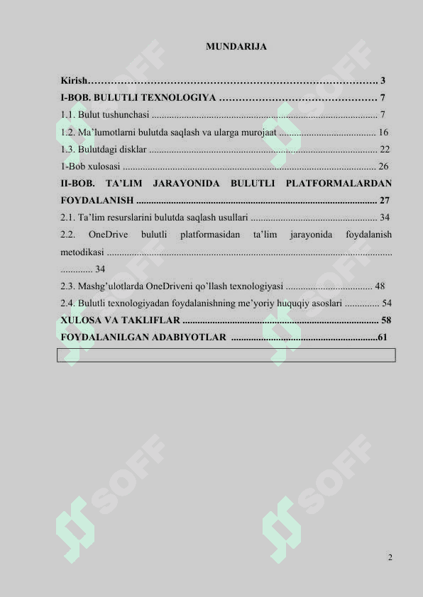 Bulutli platformalar va undan ta’limda foydalanish metodikasi (OneDrive misolida) kurs ishi 3