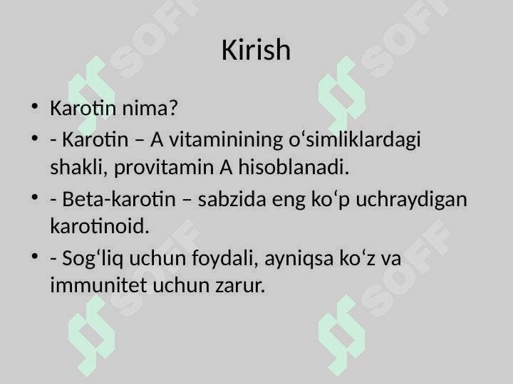 Sabzidan karotin olish 2