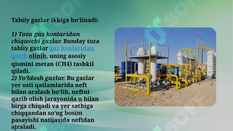 Tabiiy va sun’iy gazlar.        Tabiiy va sun’iy gazlar. Sun’iy gazlarni olish usullari. Koks va generator gazlari. Gazlashtirish 3