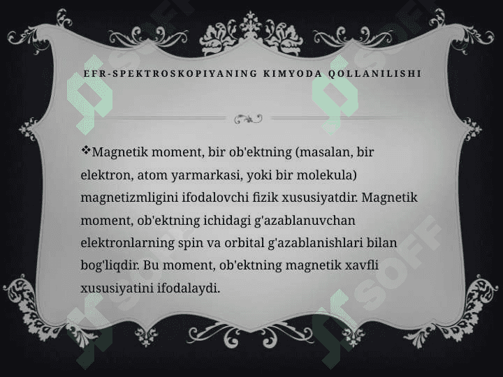 FR spektroskopiyaning kimyoda qollanilishi Derivatografiya usulida moddalarni tahlil qilish Plazma xossalarini va tavsiflarini o'rganish 2