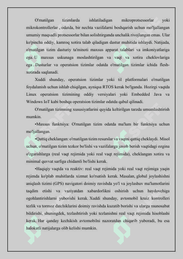 O‘rnatilgan tizimlarning blok diagrammasi 6