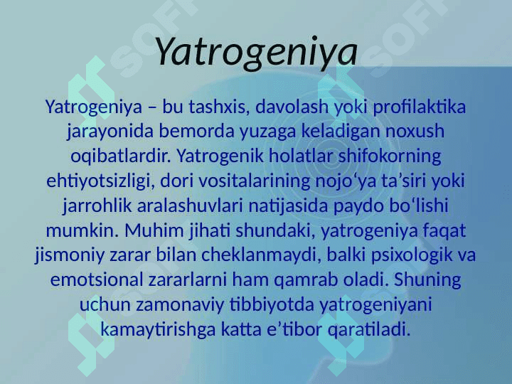 Hozirgi zamon tibbiyotida yatrogeniya muommolari 3