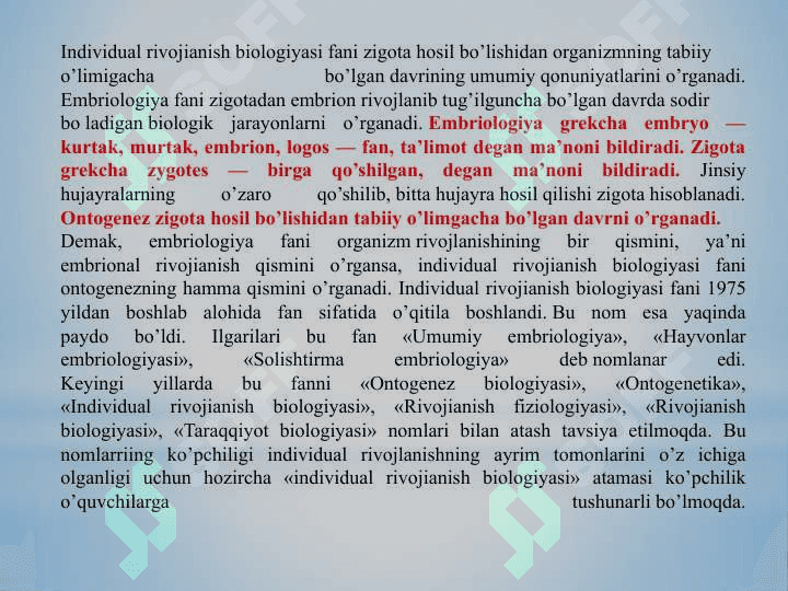 Individual rivojlanishning umumiy qonuniyatlari 2
