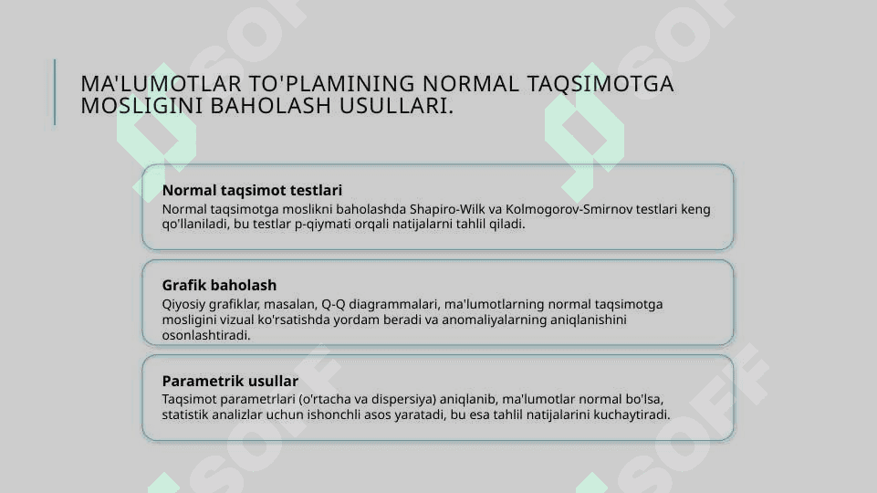 Normal taqsimlanishga moslikni  tekshirish 7
