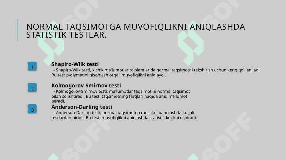 Normal taqsimlanishga moslikni  tekshirish 8