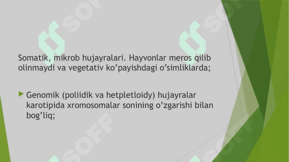 O'zgaruvchanlik va uning turlari. Mutatsiya turlari 6
