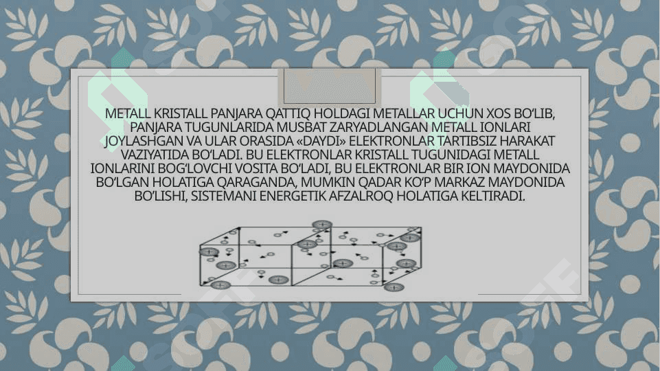 Kristall panjara turlari metal va ion birikmalarning tuzilishi 4