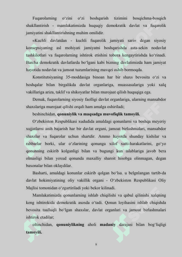 Qonuniylik va huquqiy tartibot 8