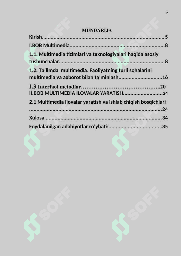 Multimediya texnologiyasi va undan o’quv jarayonida foydalanish. 2