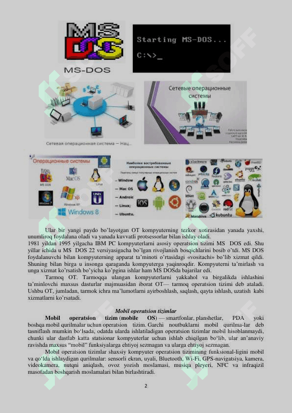 Mavzu: Kompyuter va mobil operatsion tizimlari. Xizmat ko’rsatuvchi dasturlar va utilitalar 2