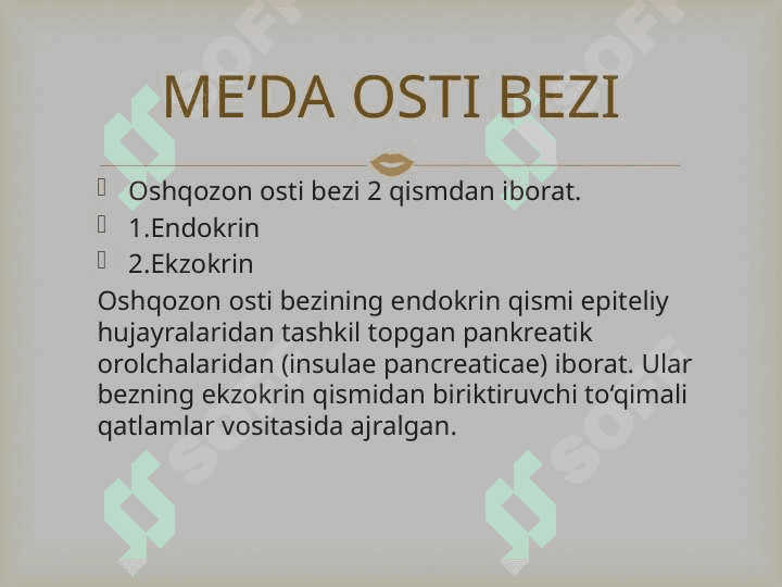 Me’da osti va buyrak usti bezlari fiziologiyasi. Insulin va glyukagon effektlar. 3