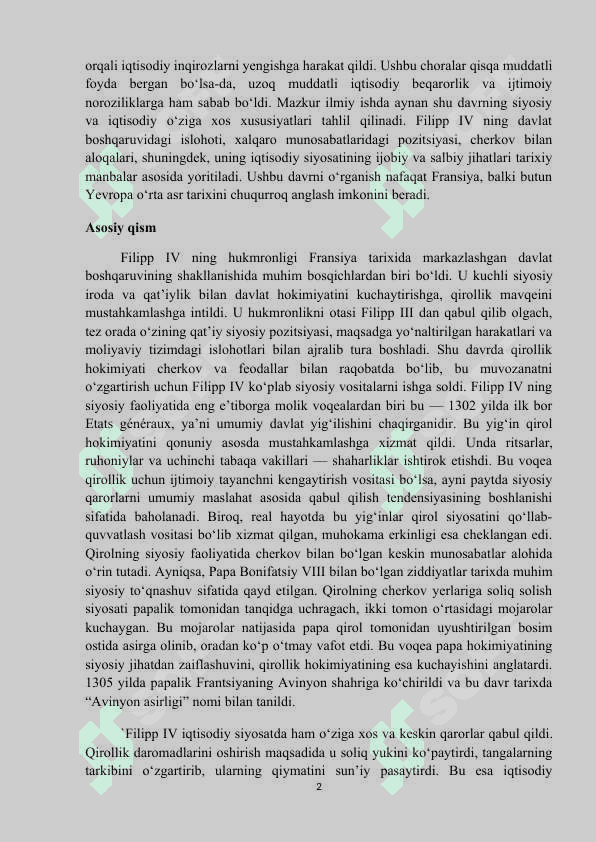 Filipp IV hukmronligi davrida Fransiyaning iqtisodiy va siyosiy  MAQOLA.docx 2