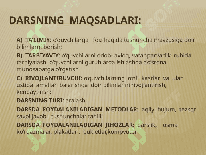 FOIZ HAQIDA TUSHUNCHA 2
