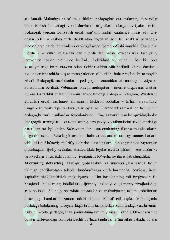 Maktabgacha ta’lim tashkilotining ota-onalar bilan hamkorligidagi ishining mazmuni,shakl va usullari k.docx 4
