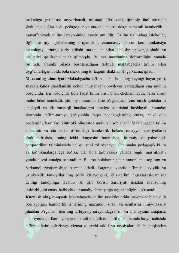 Maktabgacha ta’lim tashkilotining ota-onalar bilan hamkorligidagi ishining mazmuni,shakl va usullari k.docx 5