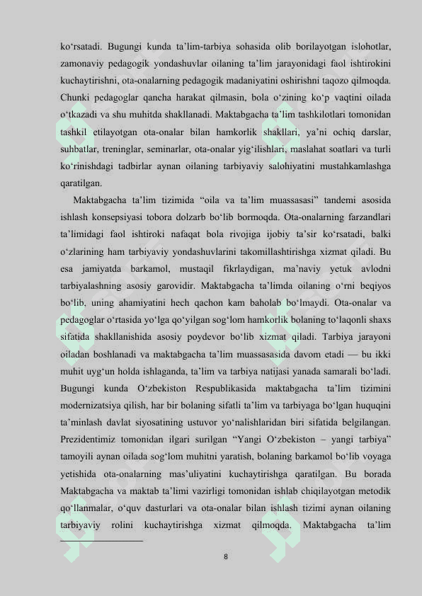 Maktabgacha ta’lim tashkilotining ota-onalar bilan hamkorligidagi ishining mazmuni,shakl va usullari k.docx 8