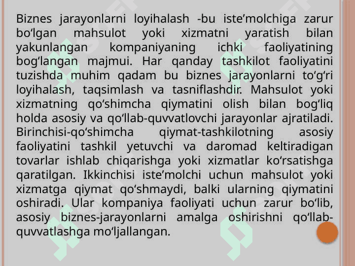 BIZNES JARAYONLARINI LOYIHALASHNING DOLZARB MASALALARI 2