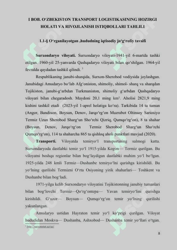 O‘ZBEKISTON TRANSPORT LOGISTIKASINING HOZIRGI HOLATI VA RIVOJLANISH ISTIQBOLLARI TAHLILI 6
