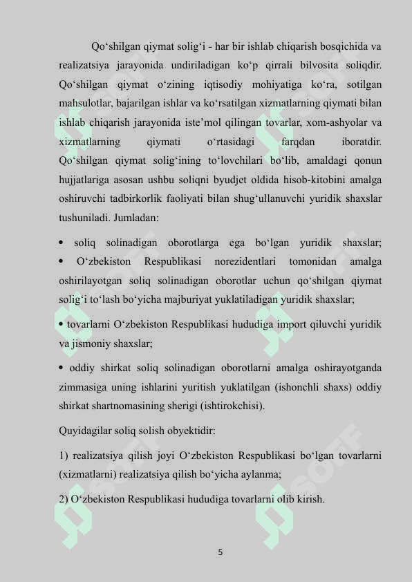 Aylanmadan olinadigan soliqni qo'llashning o'ziga xos xususiyatlari 5