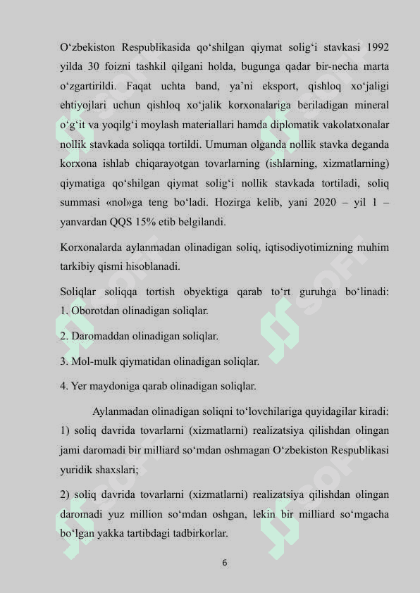 Aylanmadan olinadigan soliqni qo'llashning o'ziga xos xususiyatlari 6
