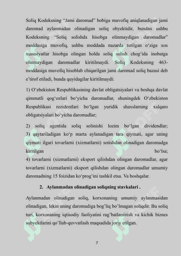 Aylanmadan olinadigan soliqni qo'llashning o'ziga xos xususiyatlari 7
