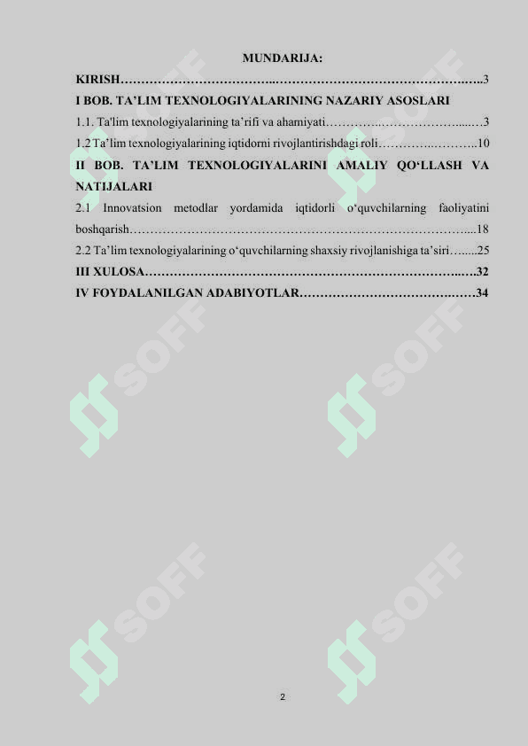 O’quvchilarning iqtidorini yuzaga chiqarishda ta’lim texnologiyalaridan foydalanish. 2