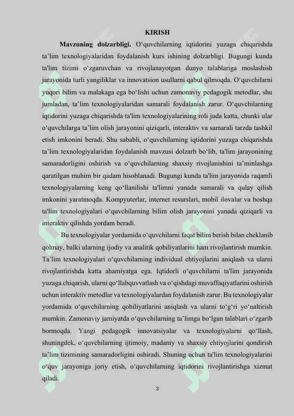 O’quvchilarning iqtidorini yuzaga chiqarishda ta’lim texnologiyalaridan foydalanish. 3