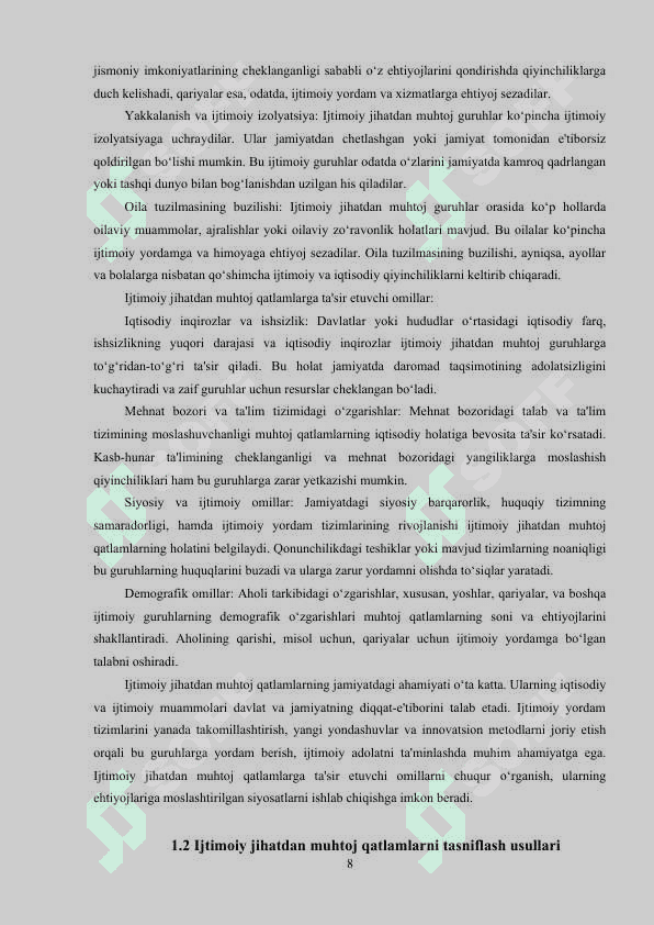 AHOLINING IJTIMOIY JIHATDAN MUHTOJ QATLAMLARI ANIQLASHNING NAZARIY ASOSLARINI TAKOMILLASHTIRISH 7