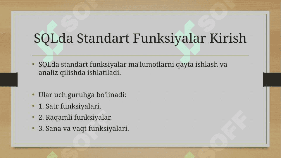 SQLda Standart Funksiyalar 2