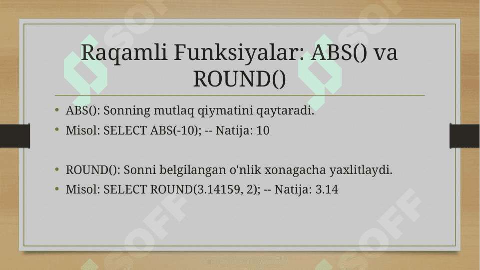 SQLda Standart Funksiyalar 6