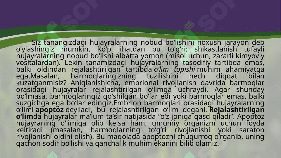 Hujayra appoptozi va uning biologik ahamiyati 7