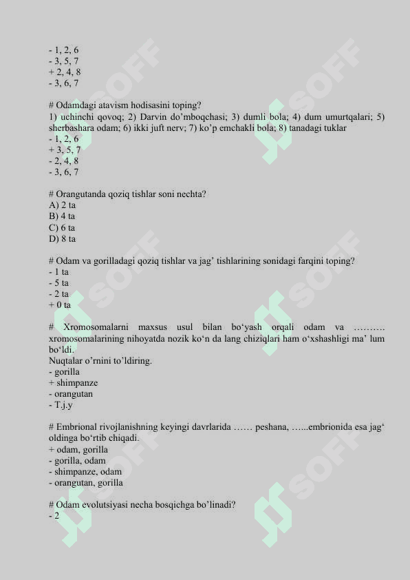 Odam anatomiyasiga oid test savollari 2