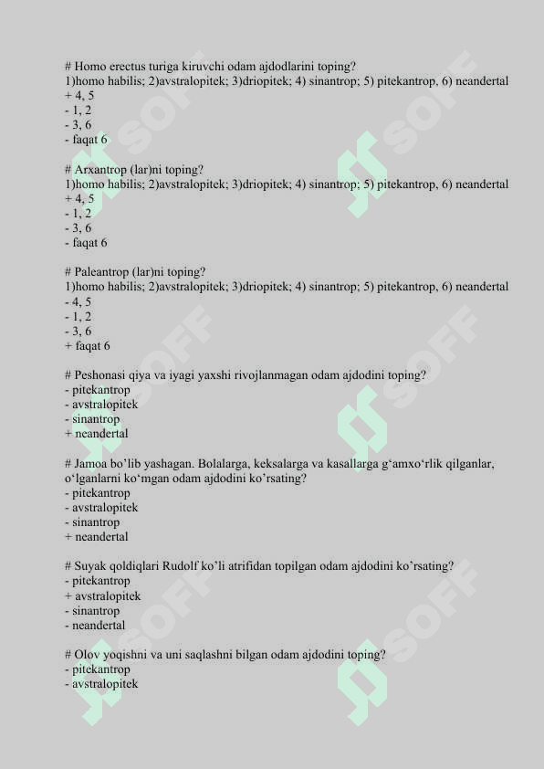 Odam anatomiyasiga oid test savollari 4